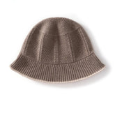 Pure Cashmere Bucket Hat Textured Cashmere Bucket Cap Rib Brim